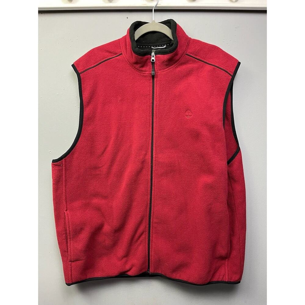 Timberland Vest Mens XL Fleece‎ Sleeveless Full Zip Solid Casual Logo Pockets